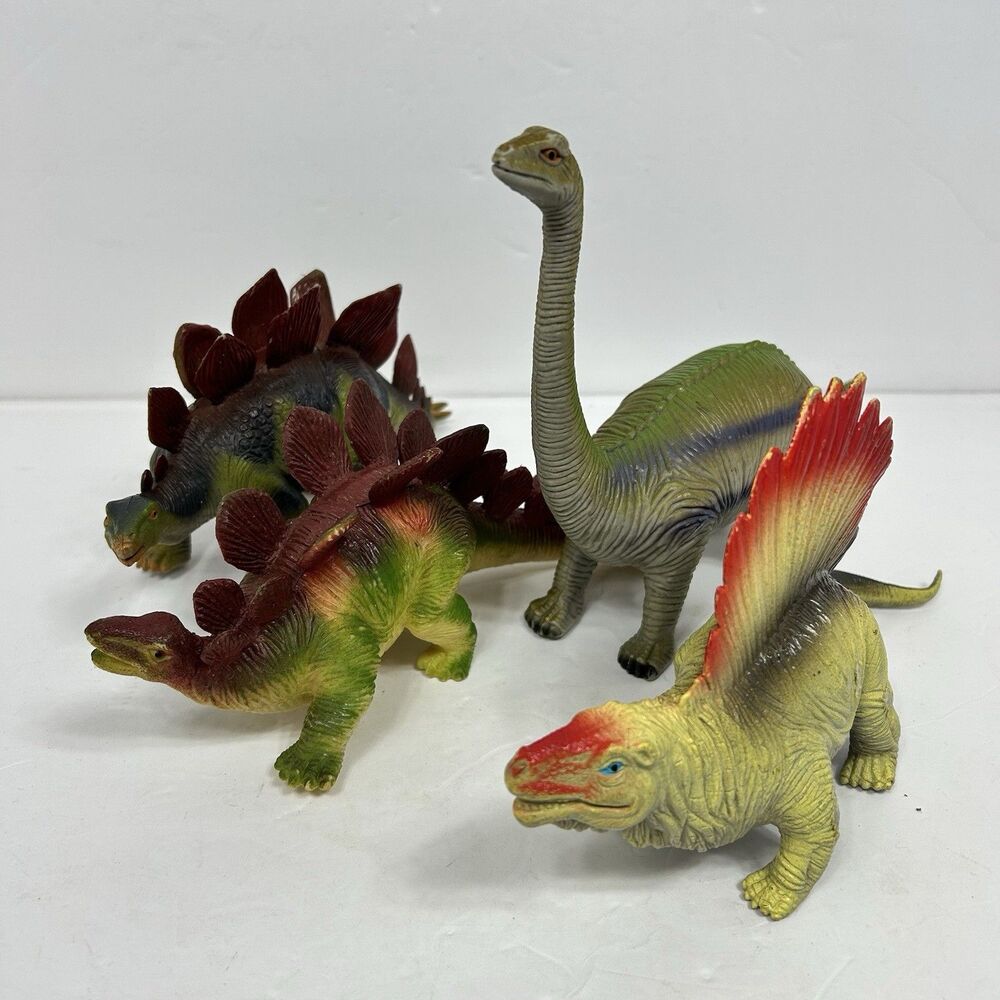 Vintage Dinosaur Toy Lot 2000 Dimetrodon Stegosaurus 1997 Apatosaurus